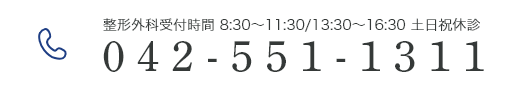 8:30～11:30/13:30～16:30 土日祝休診 042-551-1311